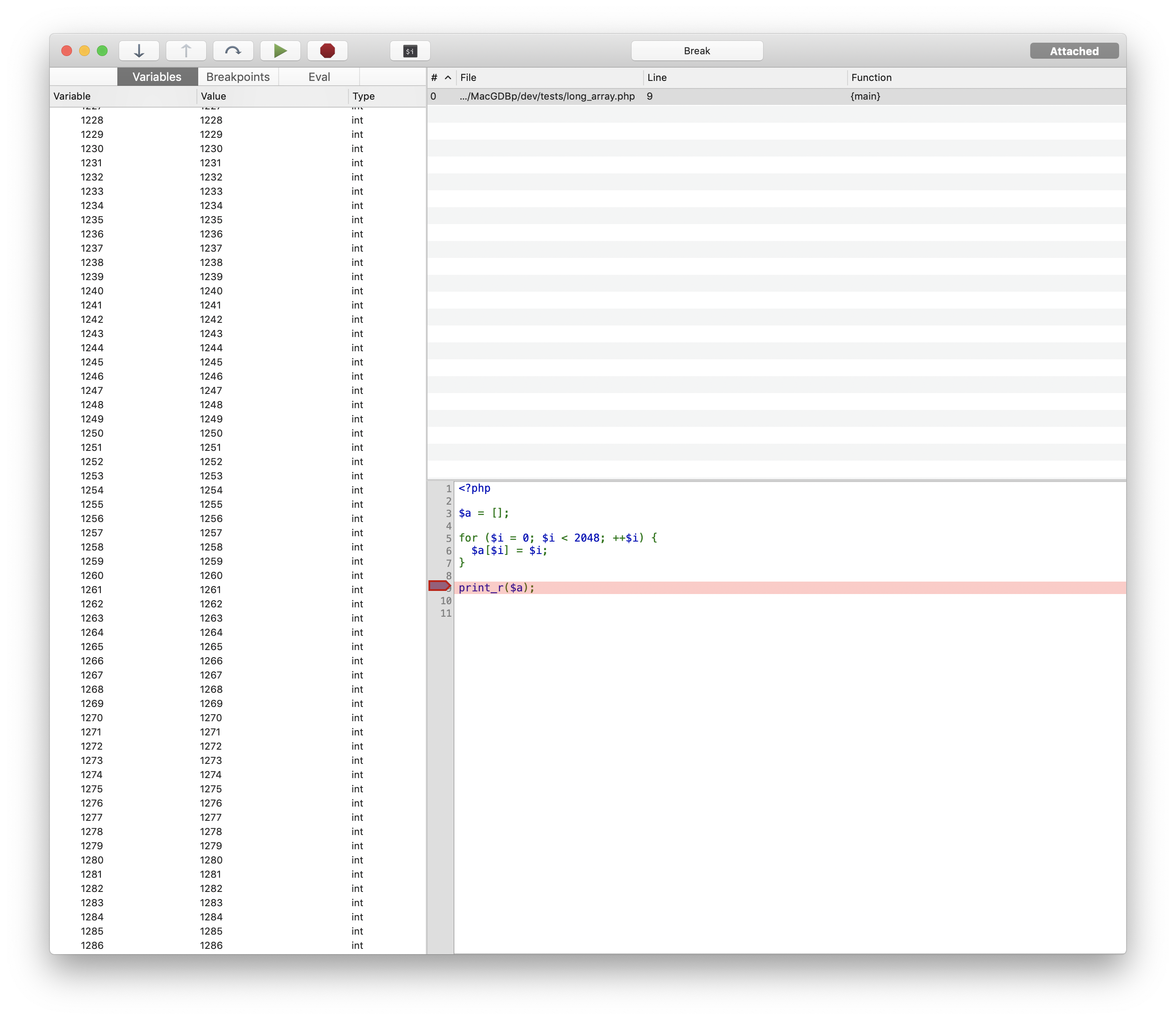 The new MacGDBp 2.0 UI.