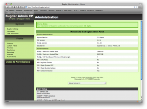 The new Admin Control Panel in Bugdar 2.0.