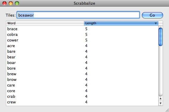 Scrabbalize 1.0 screen shot.